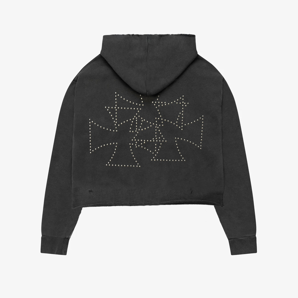 RAW CROSS STUDS ZIP HOODIE - ASKYURSELF