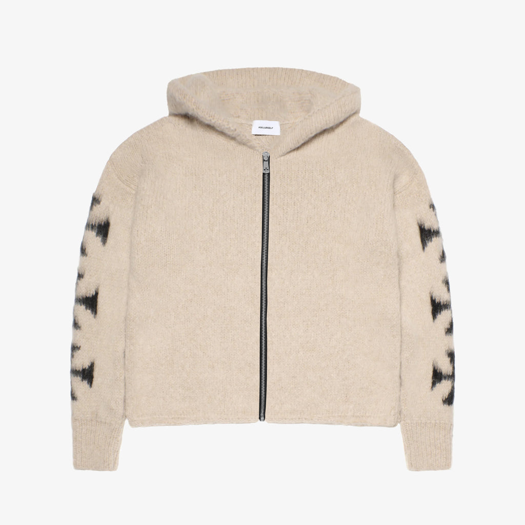 BRUSHED CROSS ZIP KNIT HOODIE - ASKYURSELF