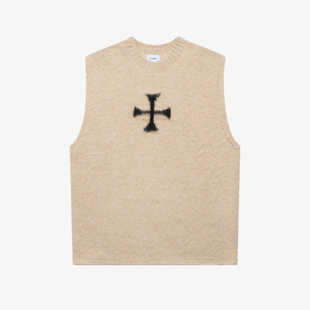 トップス ASKYURSELF RAW CROSS KNITTED TANK M BRUSHED CROSS TANK - ASKYURSELF