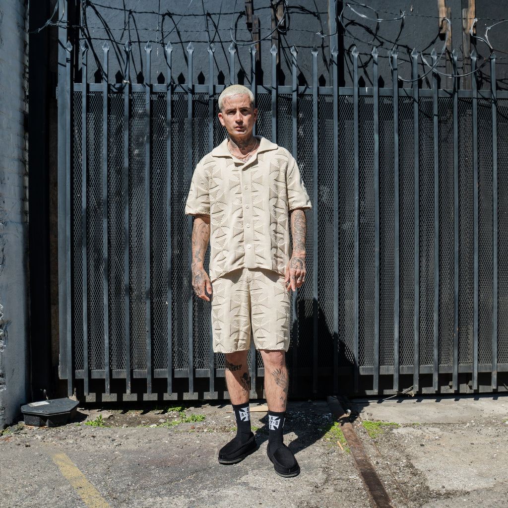 MONO CROSS KNIT SHORTS - ASKYURSELF