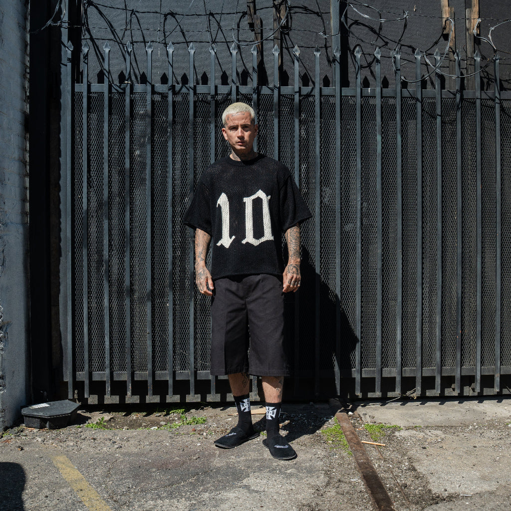 トップス ASKYURSELF CROSS CROPPED MESH JERSEY S CROSS CROPPED MESH