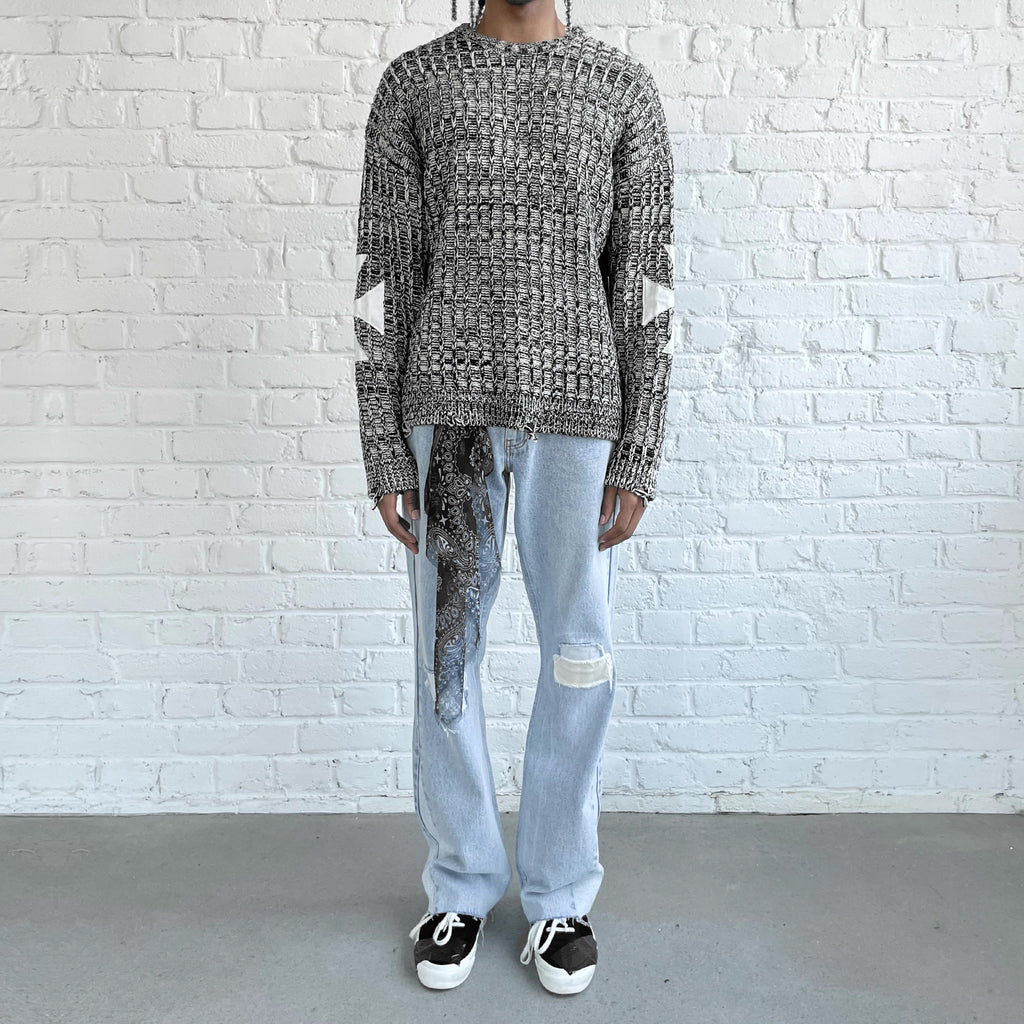 CHUNKY GREY MELANGE CROSS KNIT