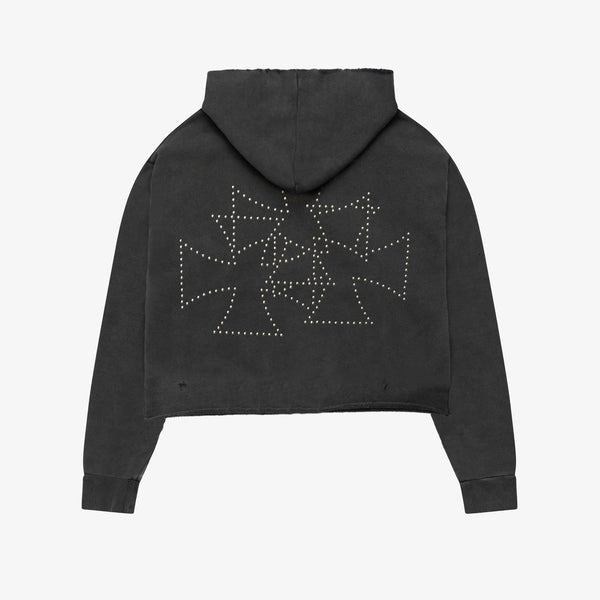 RAW CROSS STUDS ZIP HOODIE