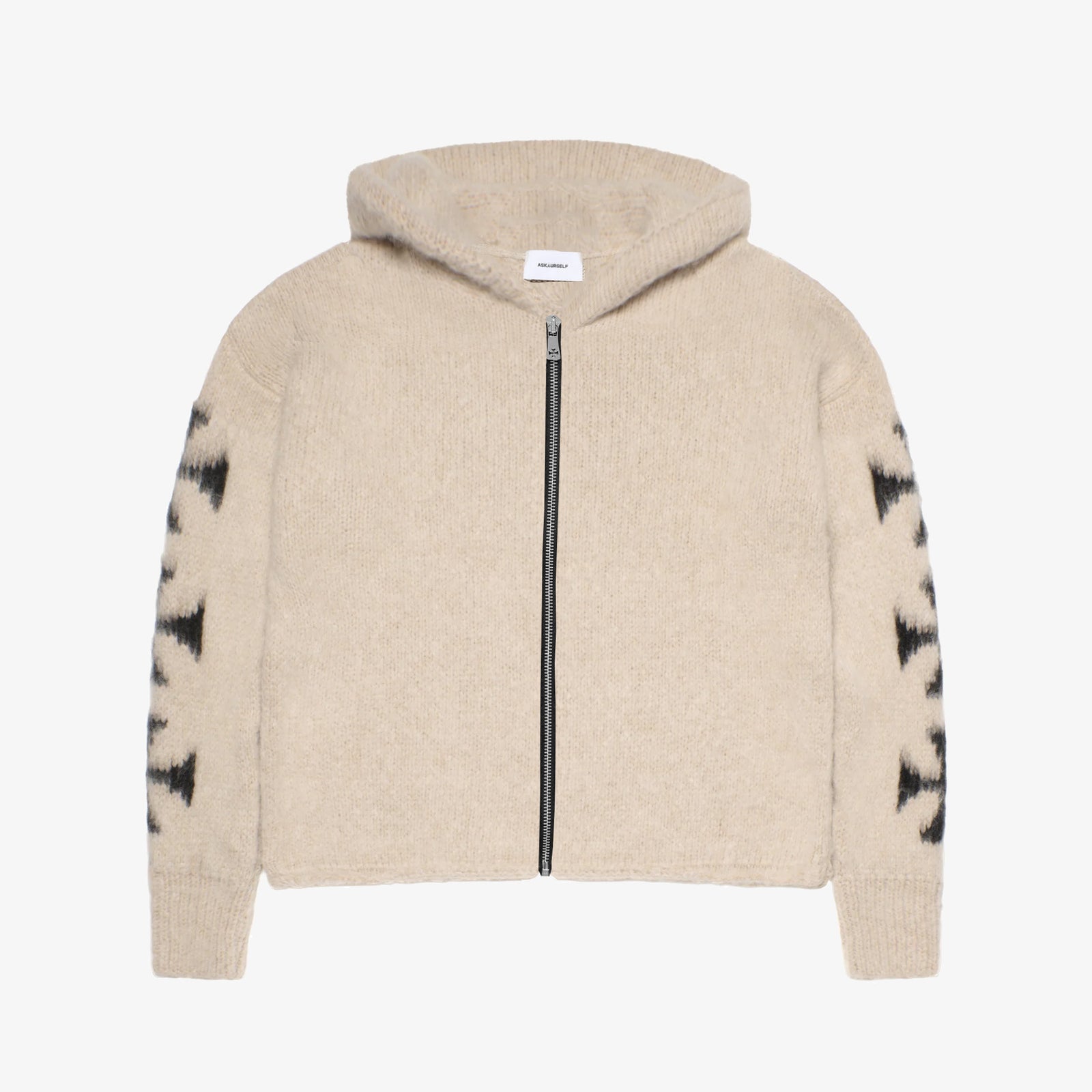 BRUSHED CROSS ZIP KNIT HOODIE - ASKYURSELF
