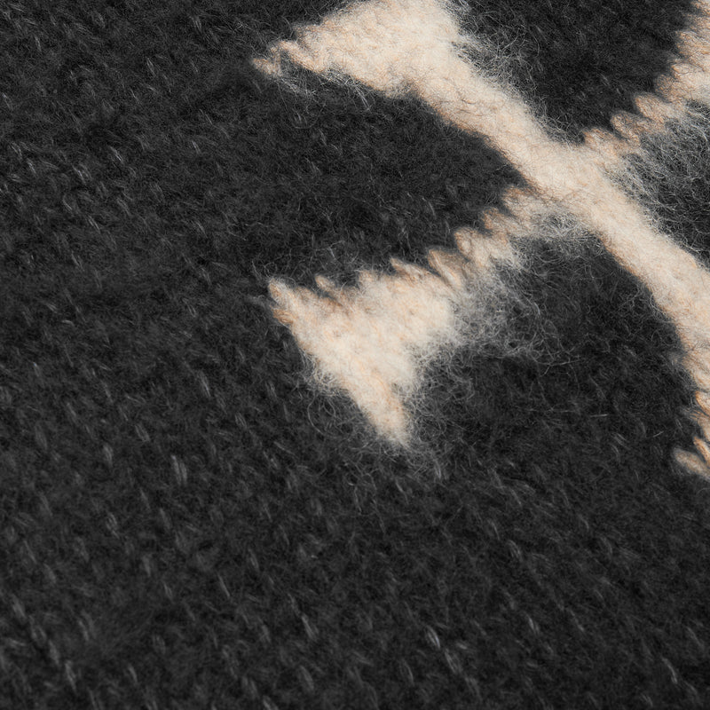 BRUSHED CROSS KNIT SET BLACK