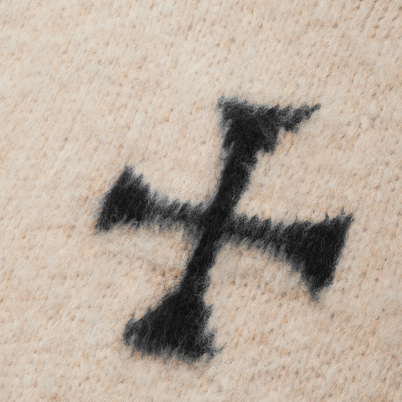BRUSHED CROSS KNIT SET ECRU