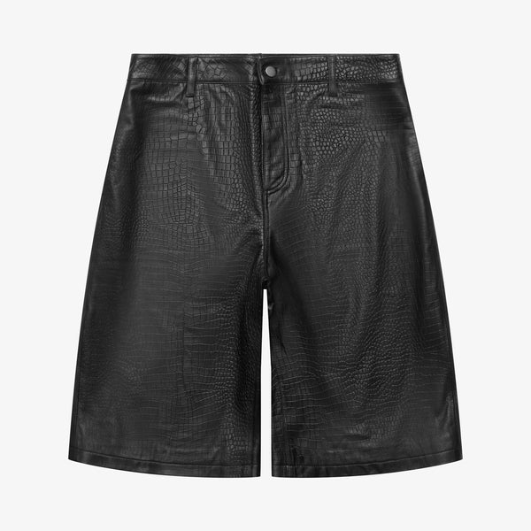 CROC LEATHER BAGGY SHORTS - ASKYURSELF