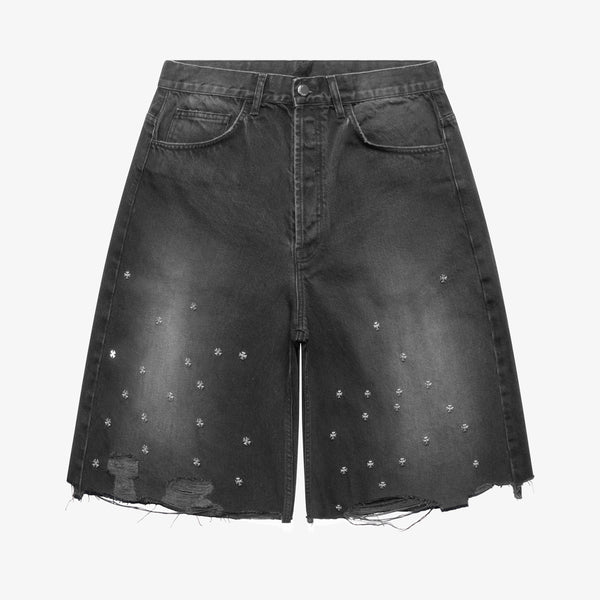 CROSS PIN BAGGY JEANS SHORTS - ASKYURSELF