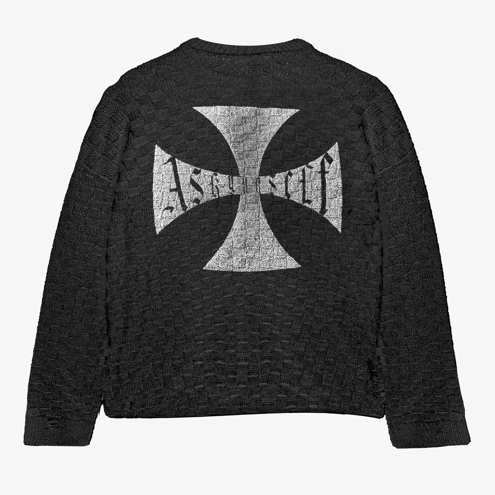 トップス ASKYURSELF RAW CROSS MERINO KNIT Black M RAW CHECKERED MERINO KNIT - ASKYURSELF