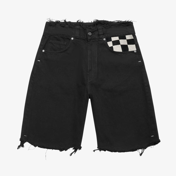 BAGGY CHECKERED DENIM SHORTS - ASKYURSELF