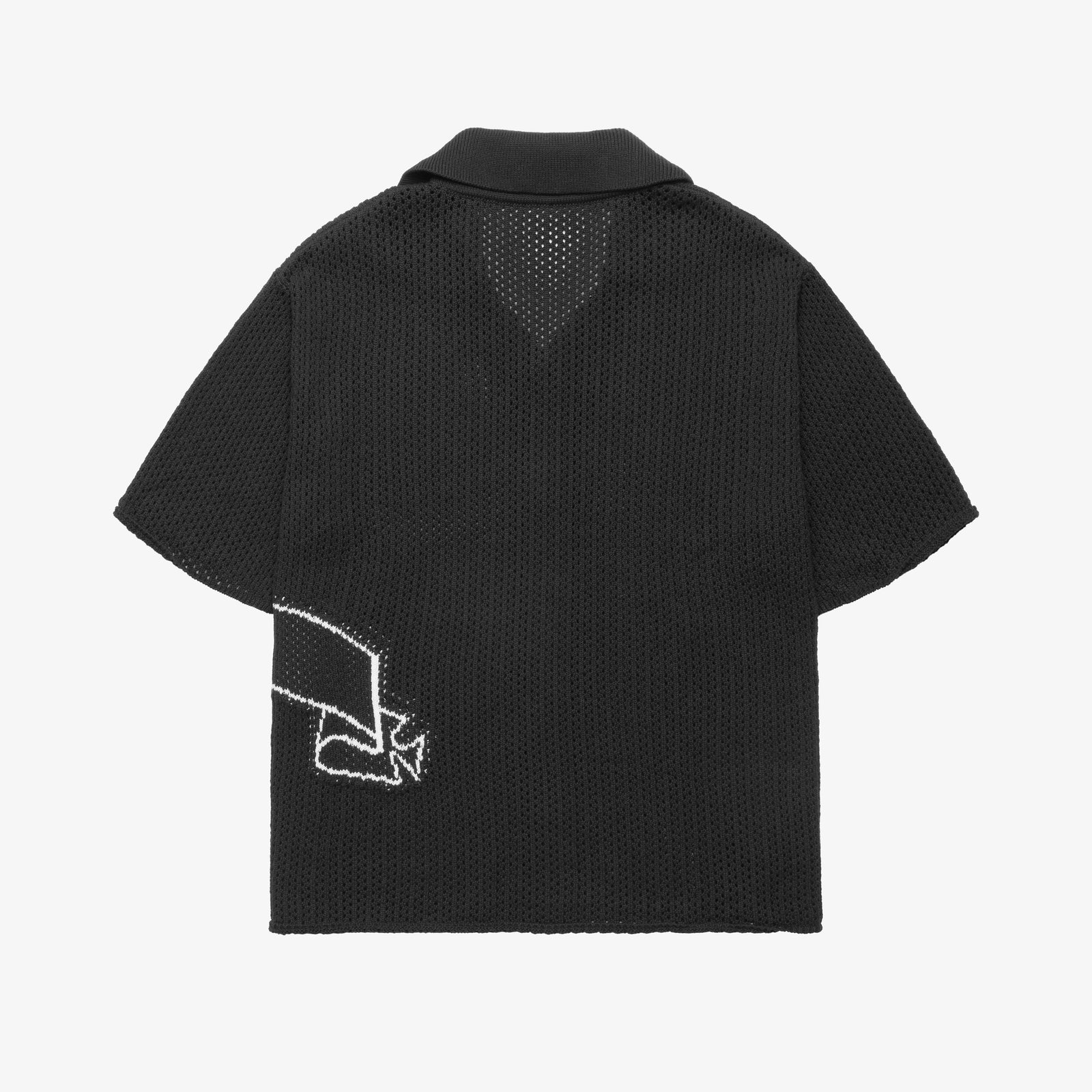 Knuth Marf crochet knit shirt ブラック Knuth Marf - crochet knit shirt / クロシェ ニットシャツ