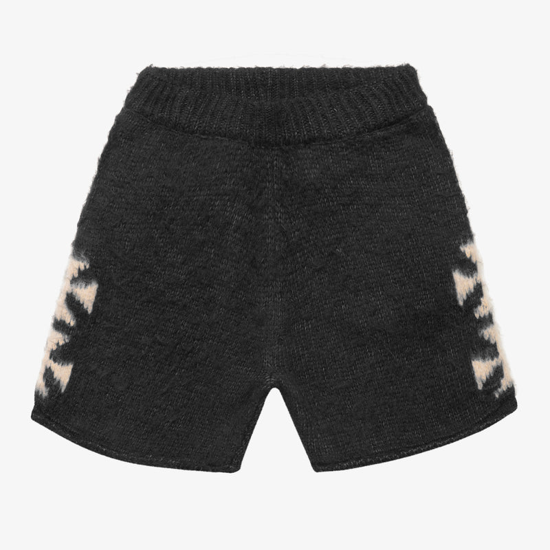BRUSHED CROSS KNIT SET BLACK