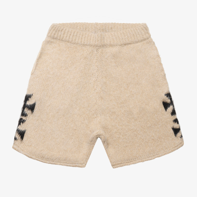 BRUSHED CROSS KNIT SET ECRU