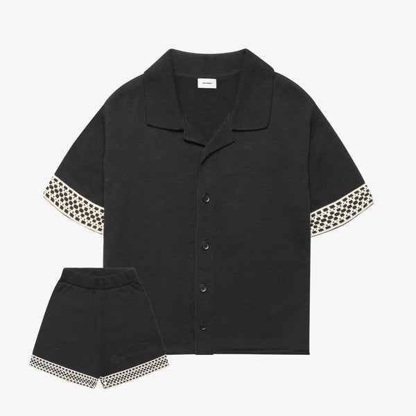CHECKERBOARD TRIM KNIT SET