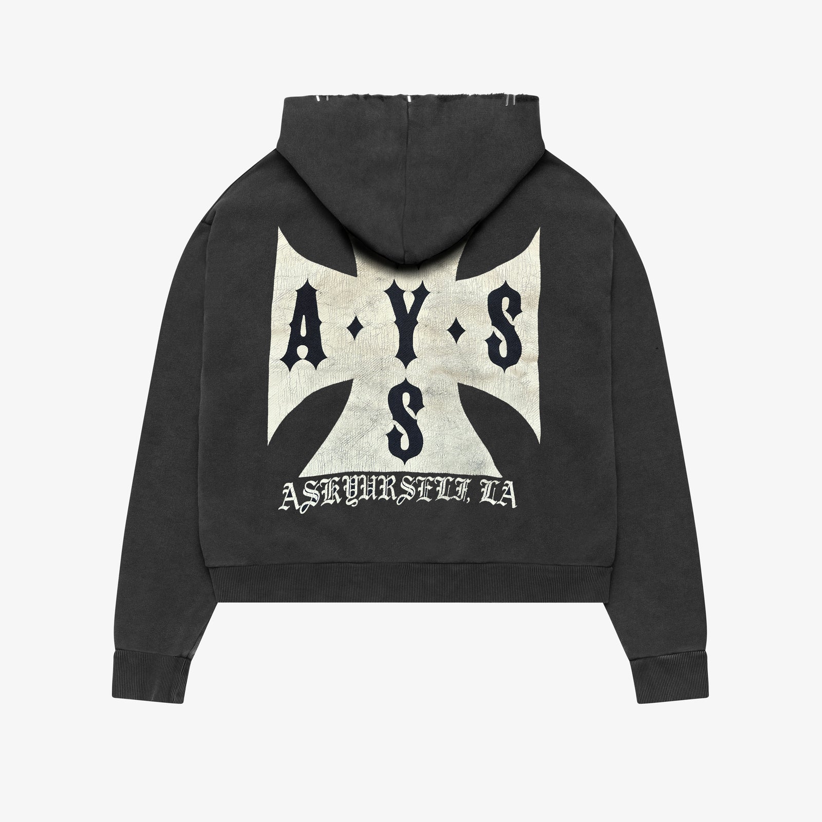 RAW CROSS STUDS ZIP HOODIE - ASKYURSELF