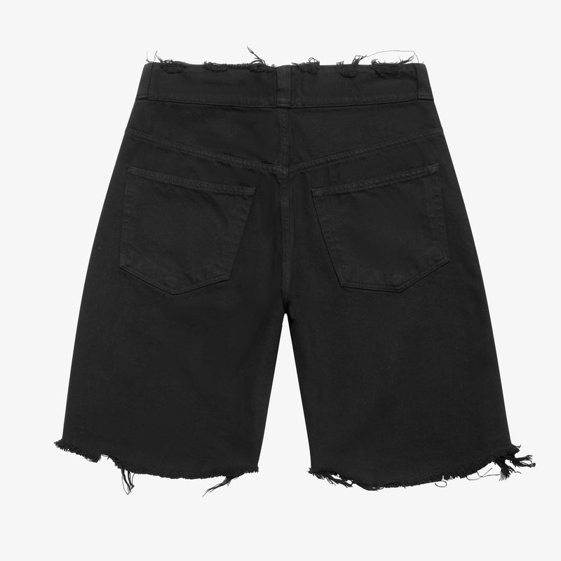 BAGGY CHECKERED DENIM SHORTS