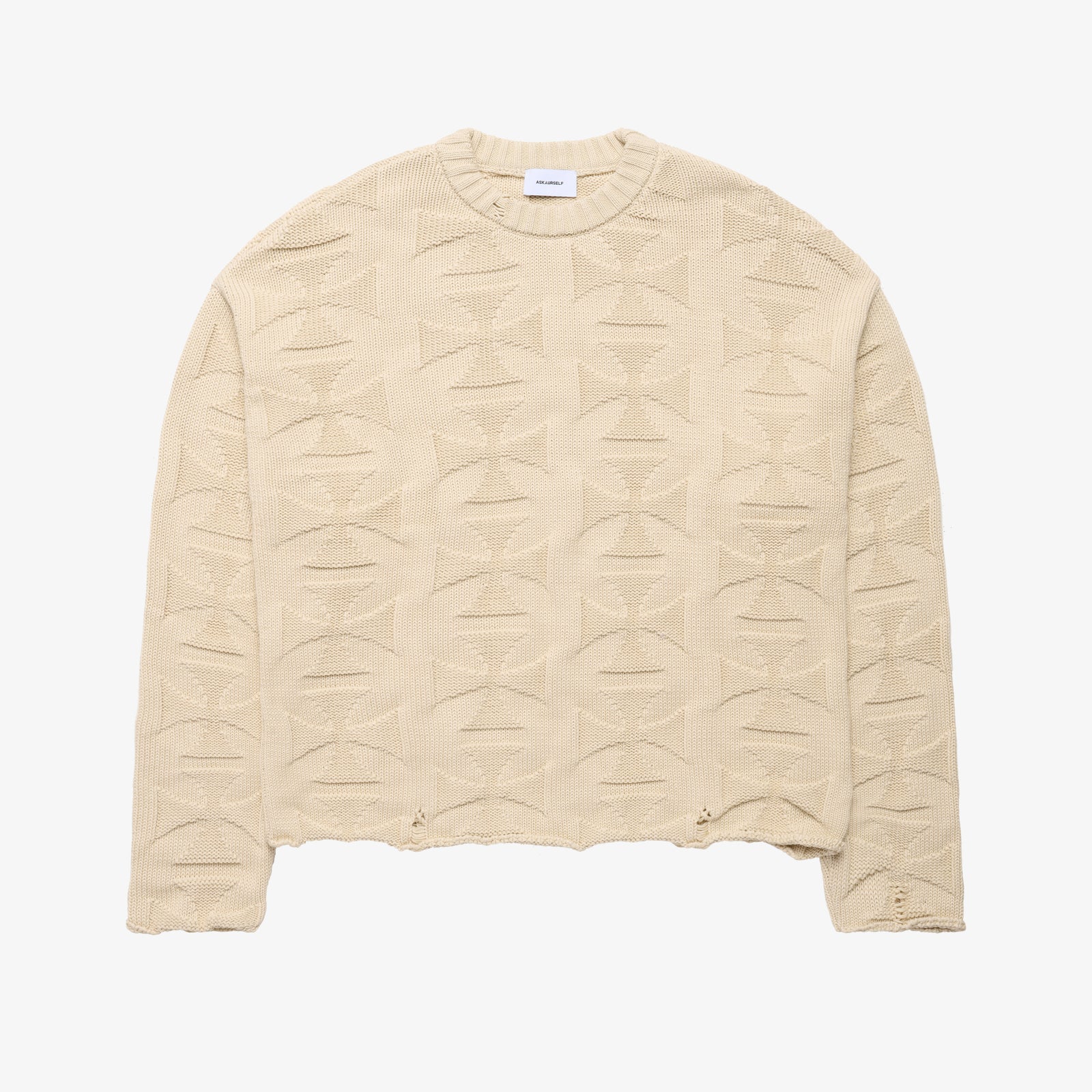 トップス ASKYURSELF RAW CROSS MERINO KNIT Black M RAW MONO CROSS KNIT - ASKYURSELF