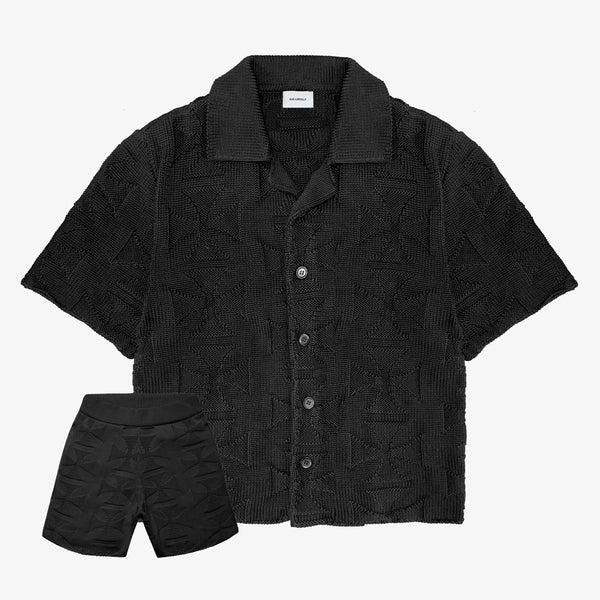 MONO CROSS KNIT SET BLACK