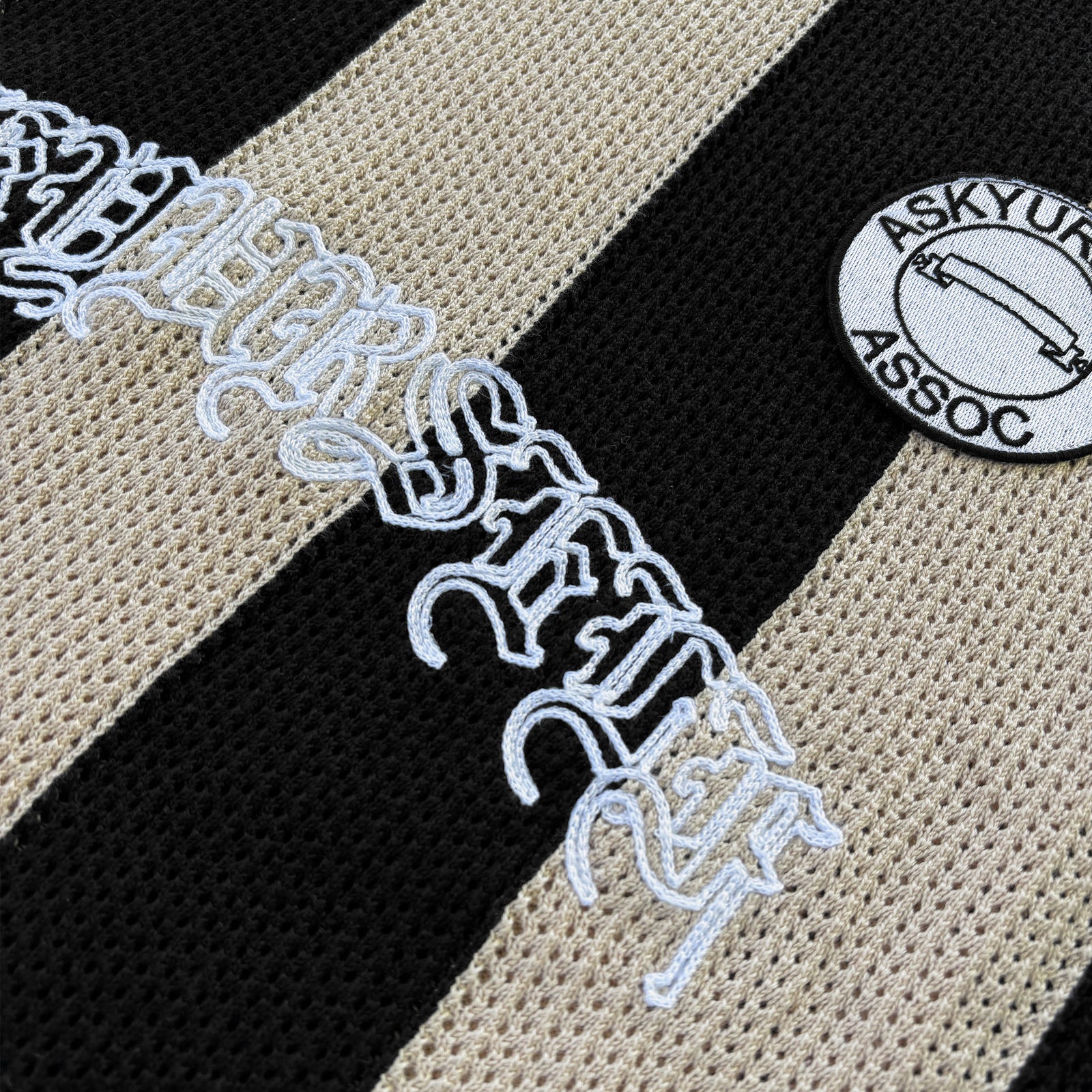 Vingo着用 ASKYURSELF / Striped Cross Knit STRIPED SOCCER KNIT JERSEY SS - ASKYURSELF
