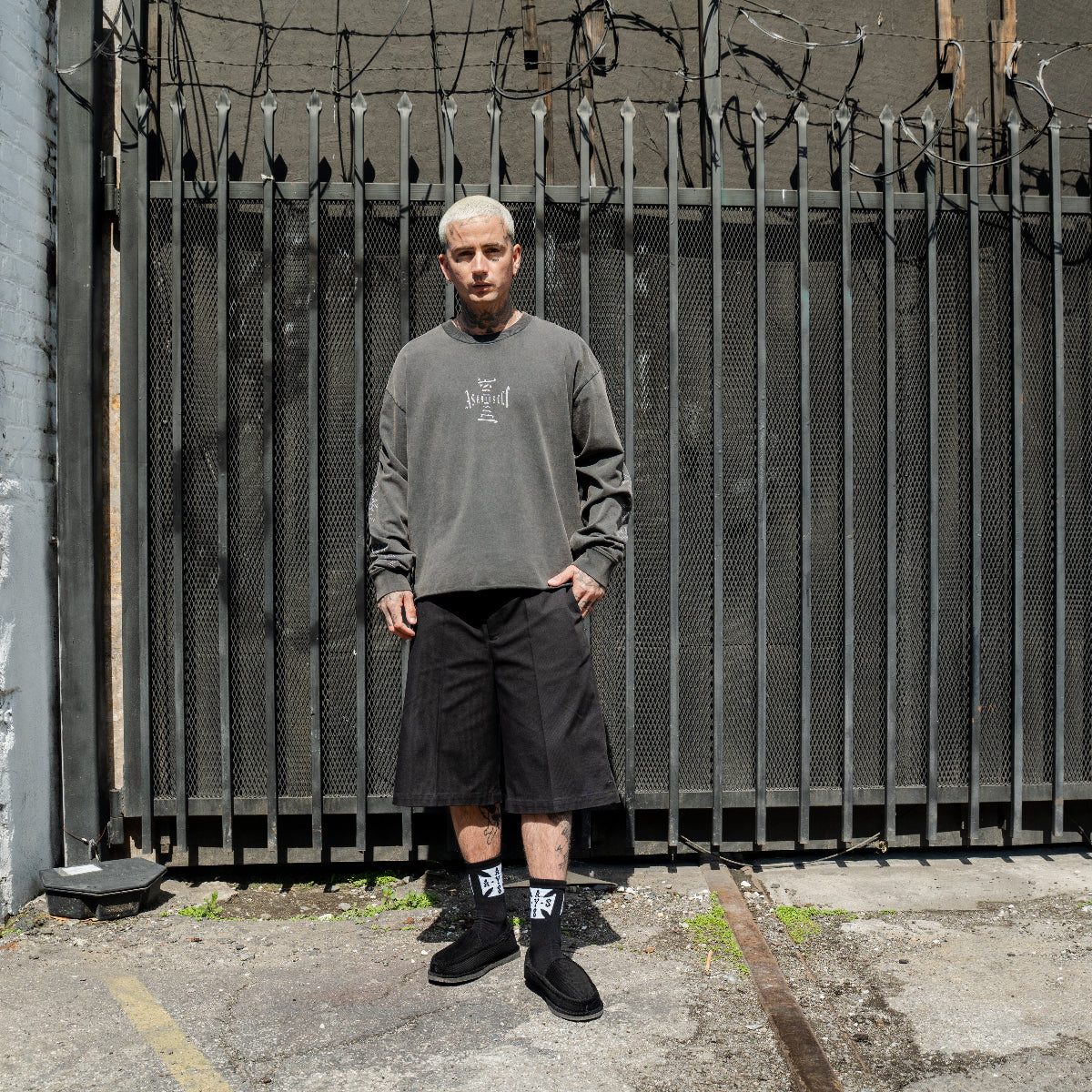 トップス ASKYURSELF RAW CROSS MERINO KNIT Black M RAW MONO CROSS KNIT - ASKYURSELF