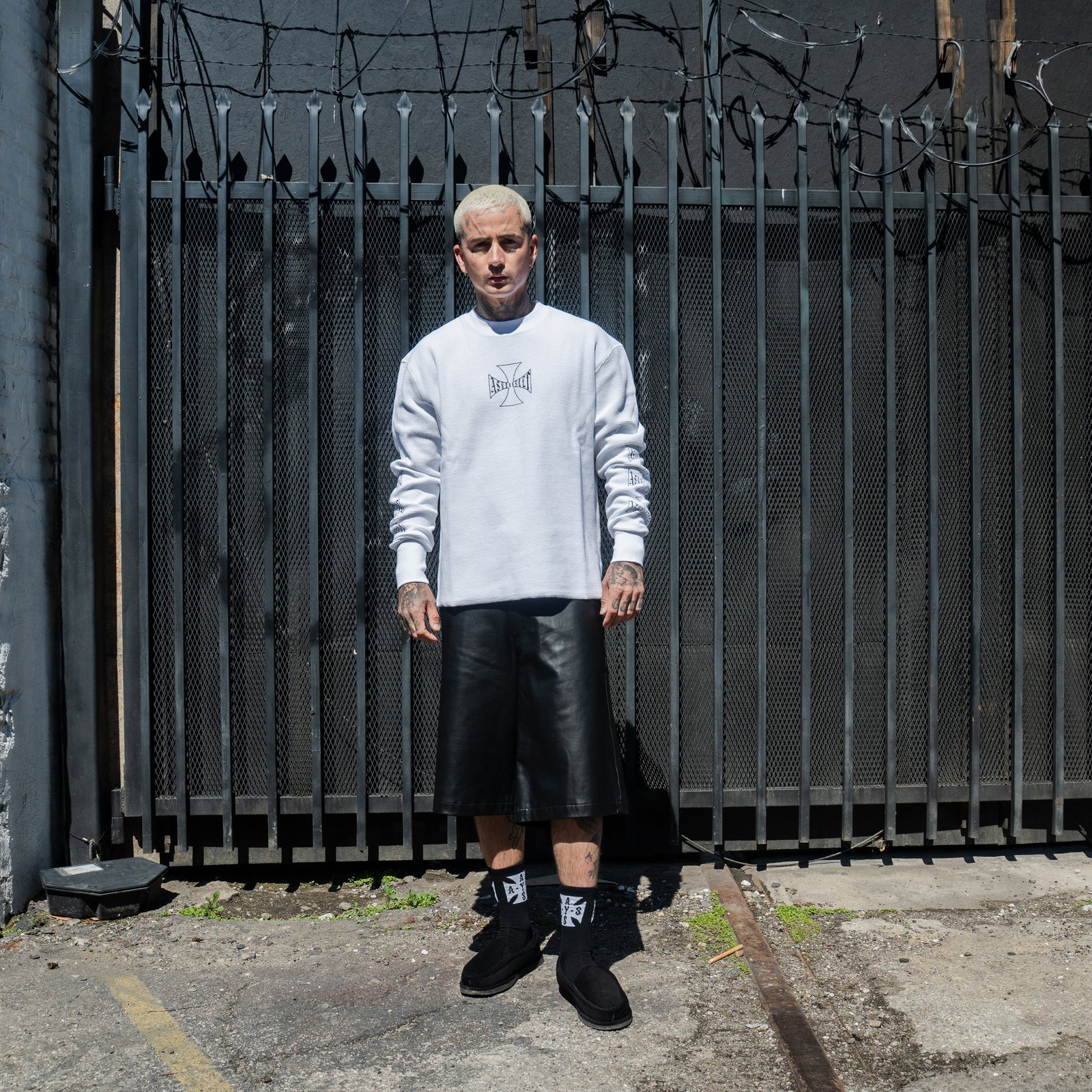 ASKYURSELF CROSS WAFFLE LS Black M ロンT ASKYURSELF (アスクユアセルフ)商品ページ - Cross Waffle LS