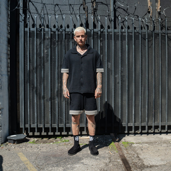 CHECKERBOARD TRIM KNIT SET
