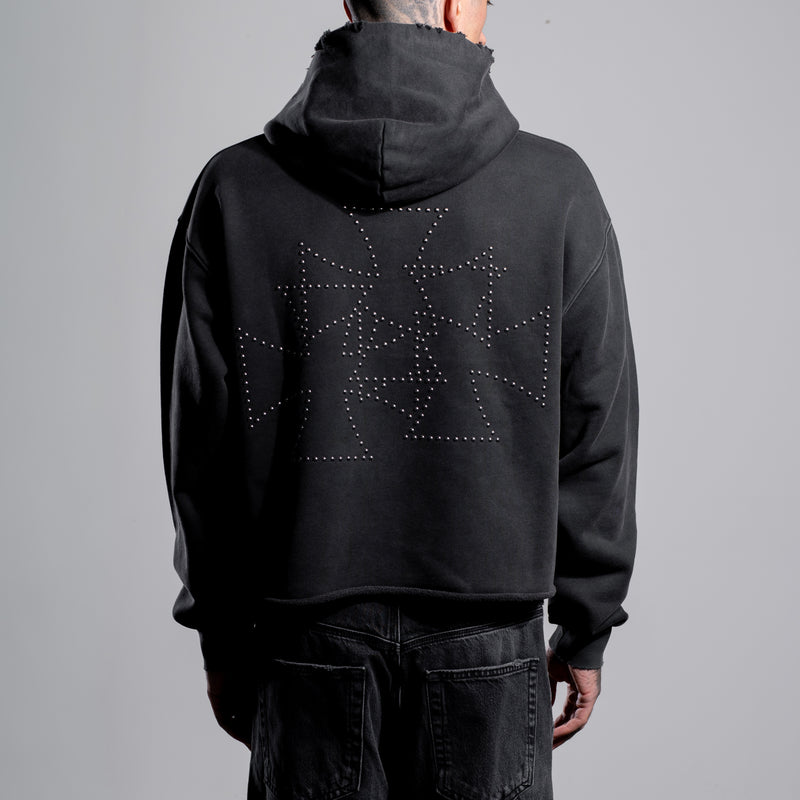 RAW CROSS STUDS ZIP HOODIE