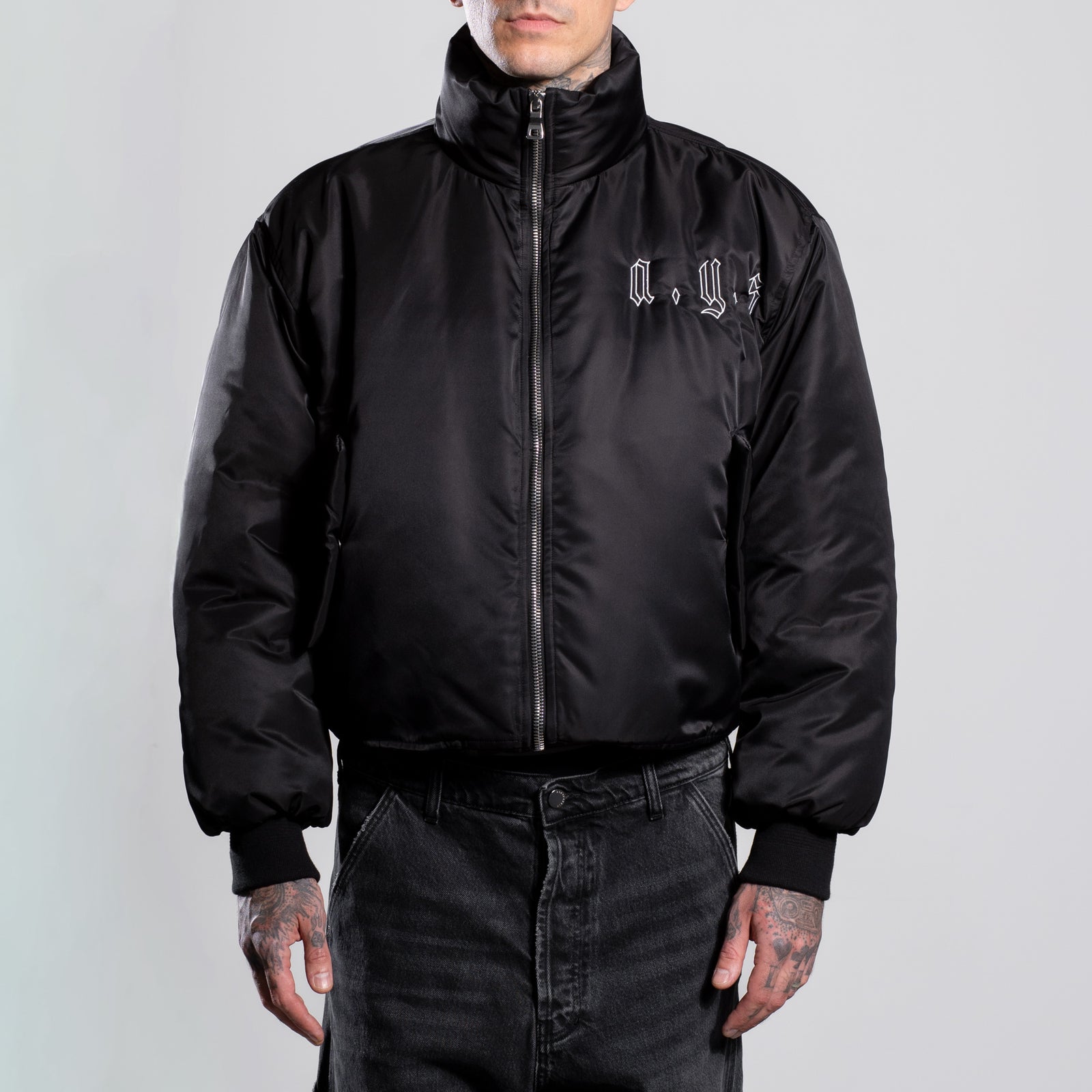 ASKYURSELF NYLON PUFFER BOMBER VEST M 黒 NYLON PUFFER JACKET - ASKYURSELF