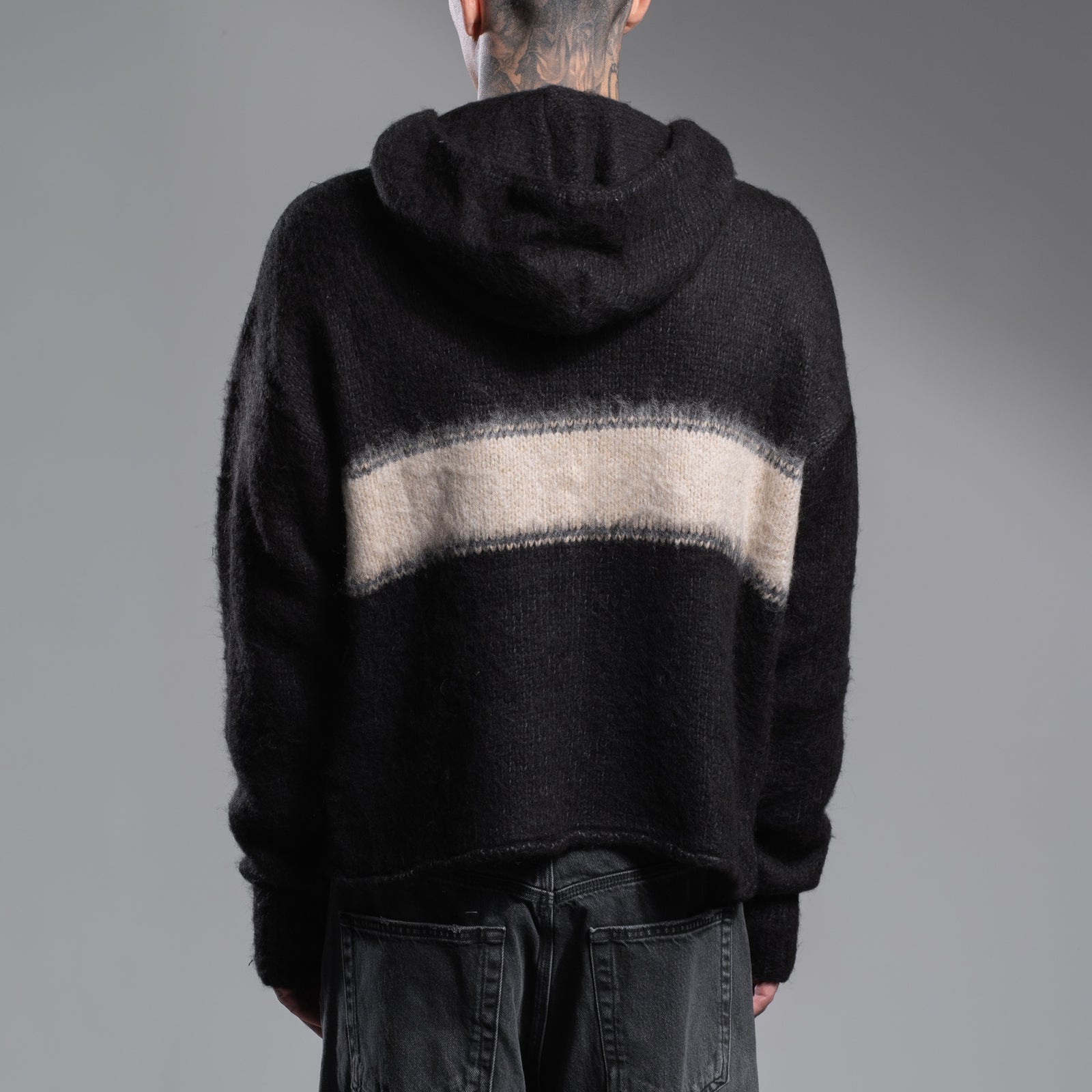 WRAPPED BANNED ZIP KNIT HOODIE - ASKYURSELF