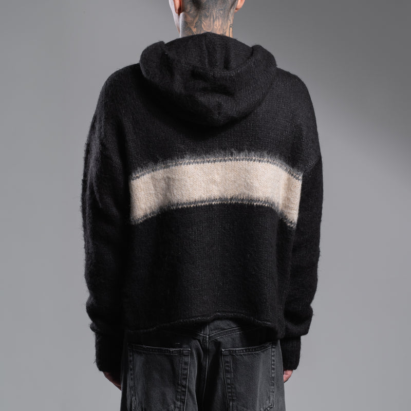 WRAPPED BANNED ZIP KNIT HOODIE