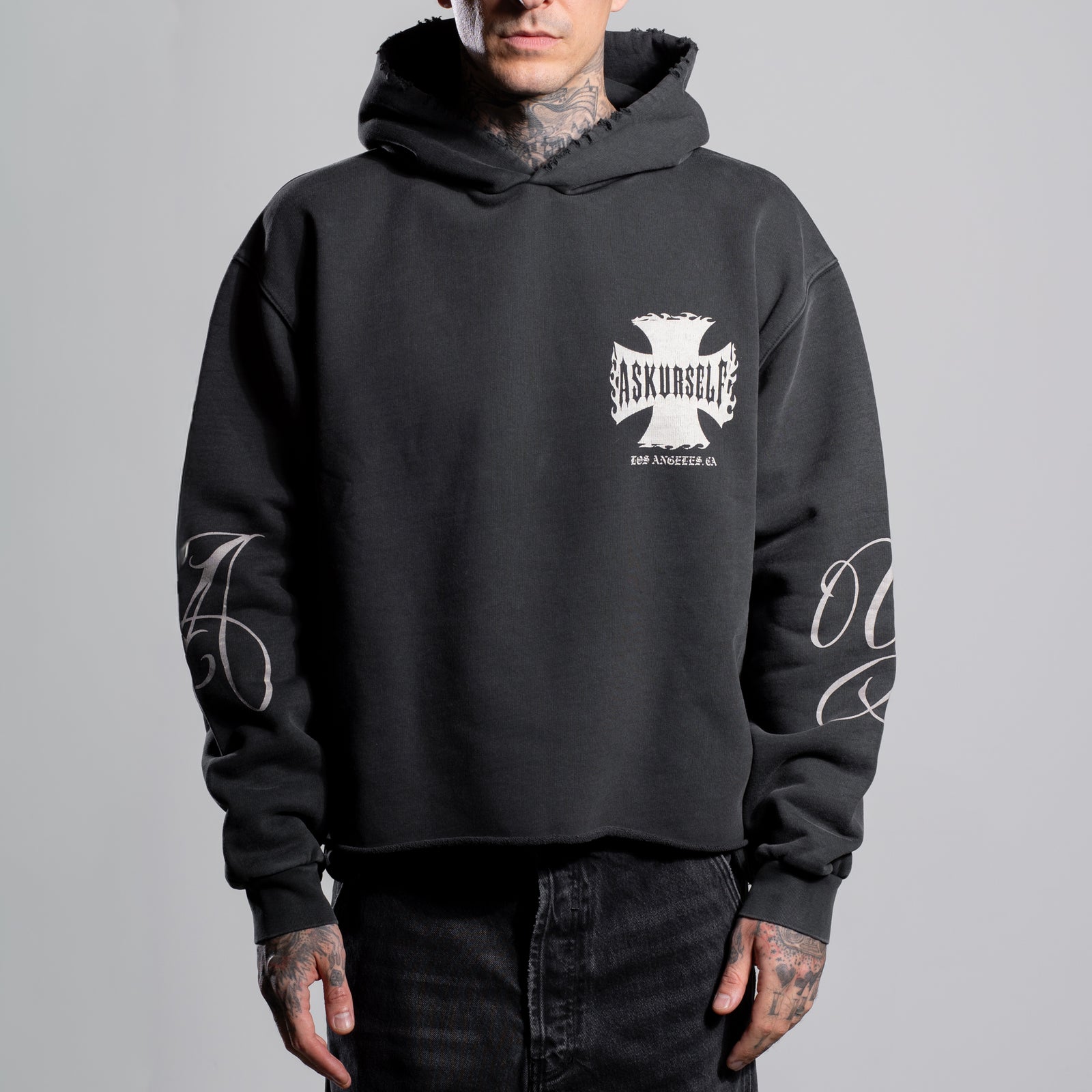 トップス ASKYURSELF RAW AY CROSS HOODIE RAW AY CROSS HOODIE - ASKYURSELF