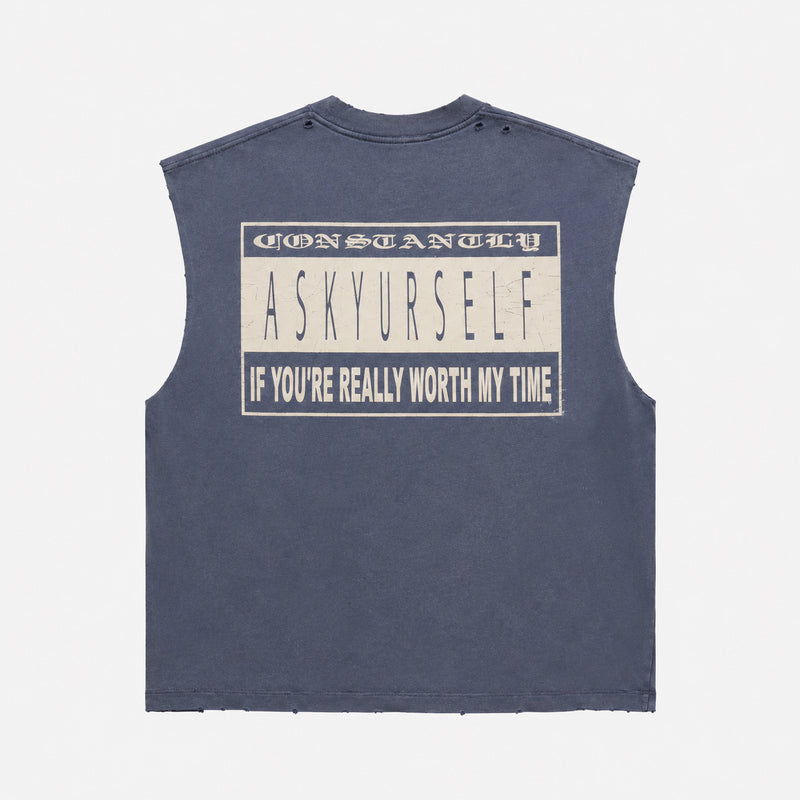 トップス ASKYURSELF RAW CROSS KNITTED TANK M RAW PARENTAL TANK - ASKYURSELF