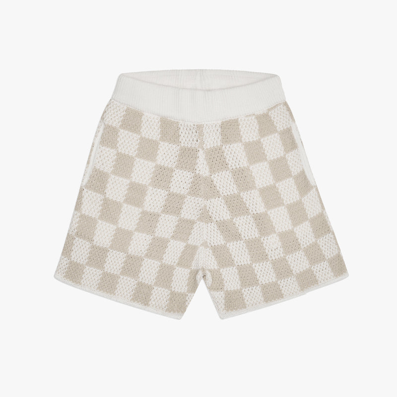 CHECKERED CROCHET SHORTS