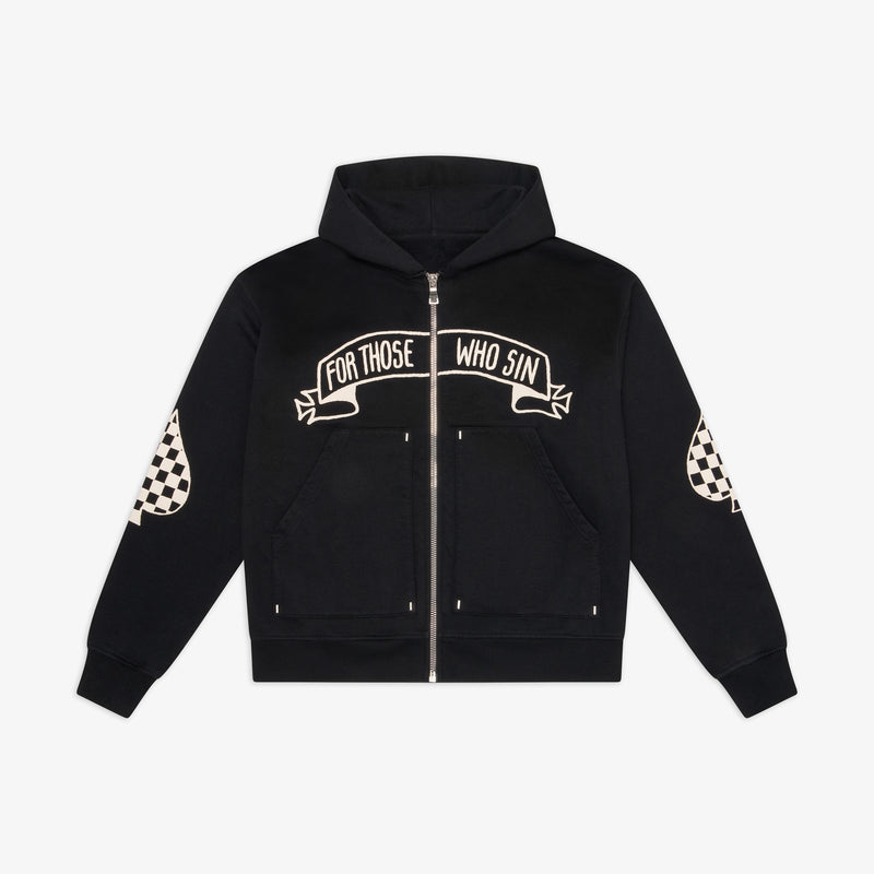 CHECKERED SPADES ZIP HOODIE x FTWS