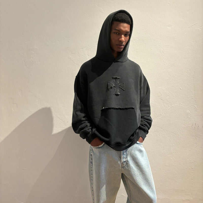 askyurself CROSS PATCH VINTAGE HOODIE askyurself CROSS PATCH VINTAGE HOODIE