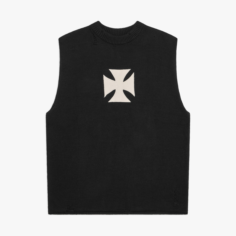 RAW CROSS KNITTED VEST