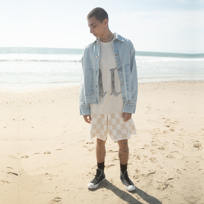 CHECKERED CROCHET SHORTS