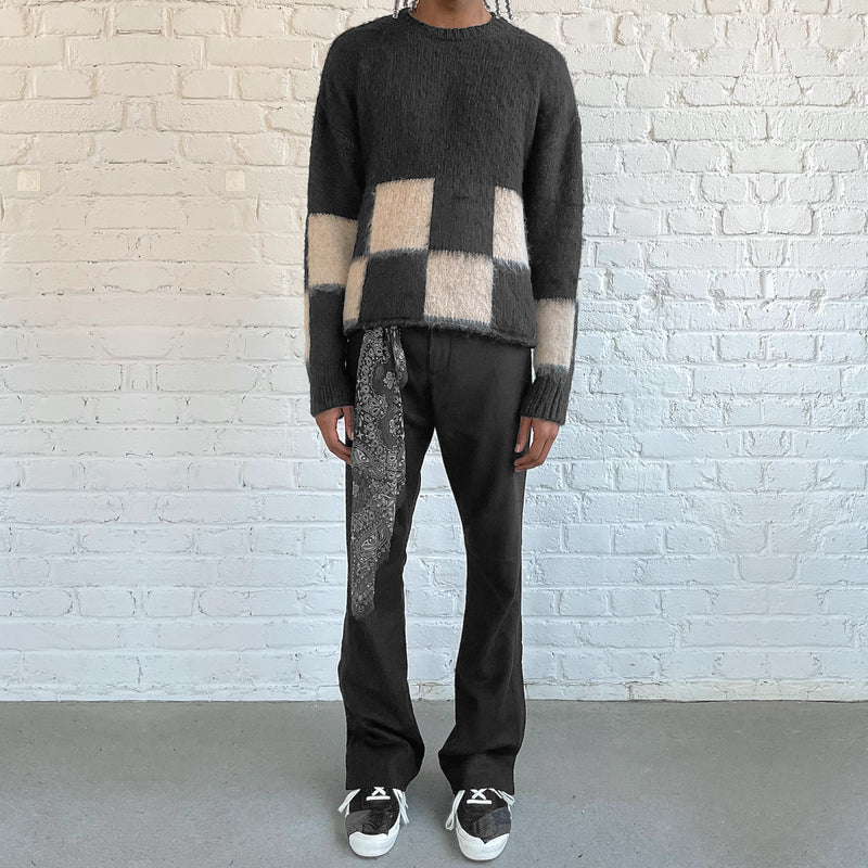 BRUSHED CHECKERED KNIT