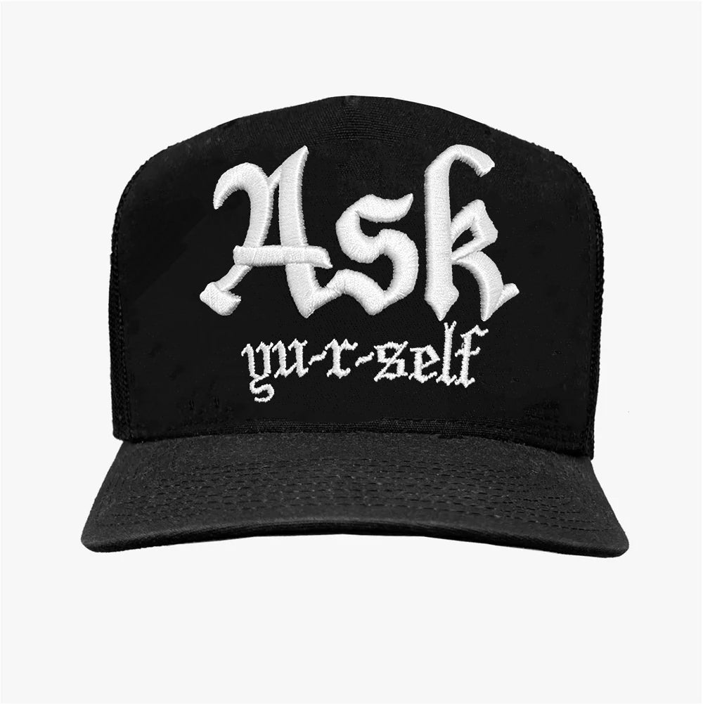 【ASKYURSELF】アスクユアセルフ/Cross Logo Trucker Cap ays-bone-trucker-cap-