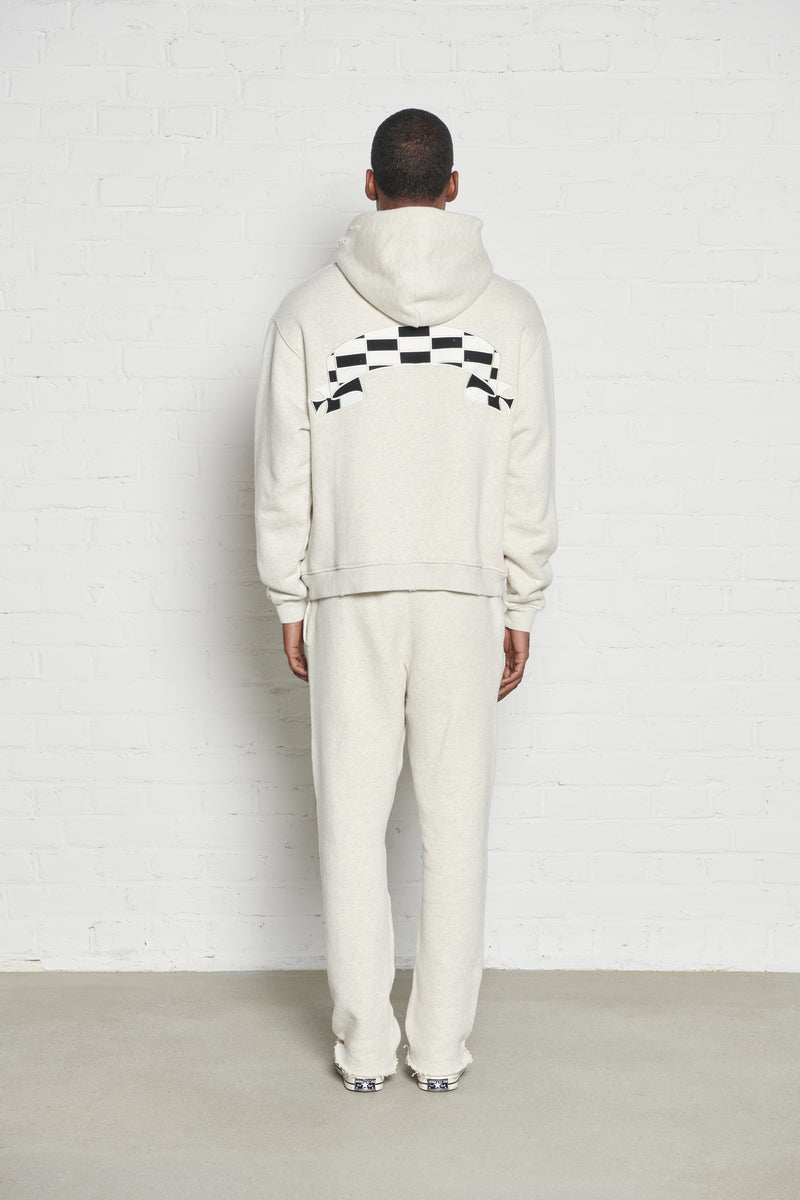 CHECKERED BANNED BOXY HOODIE