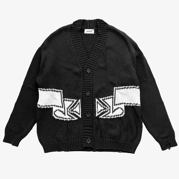 CHUNKY BANNED KNIT CARDIGAN