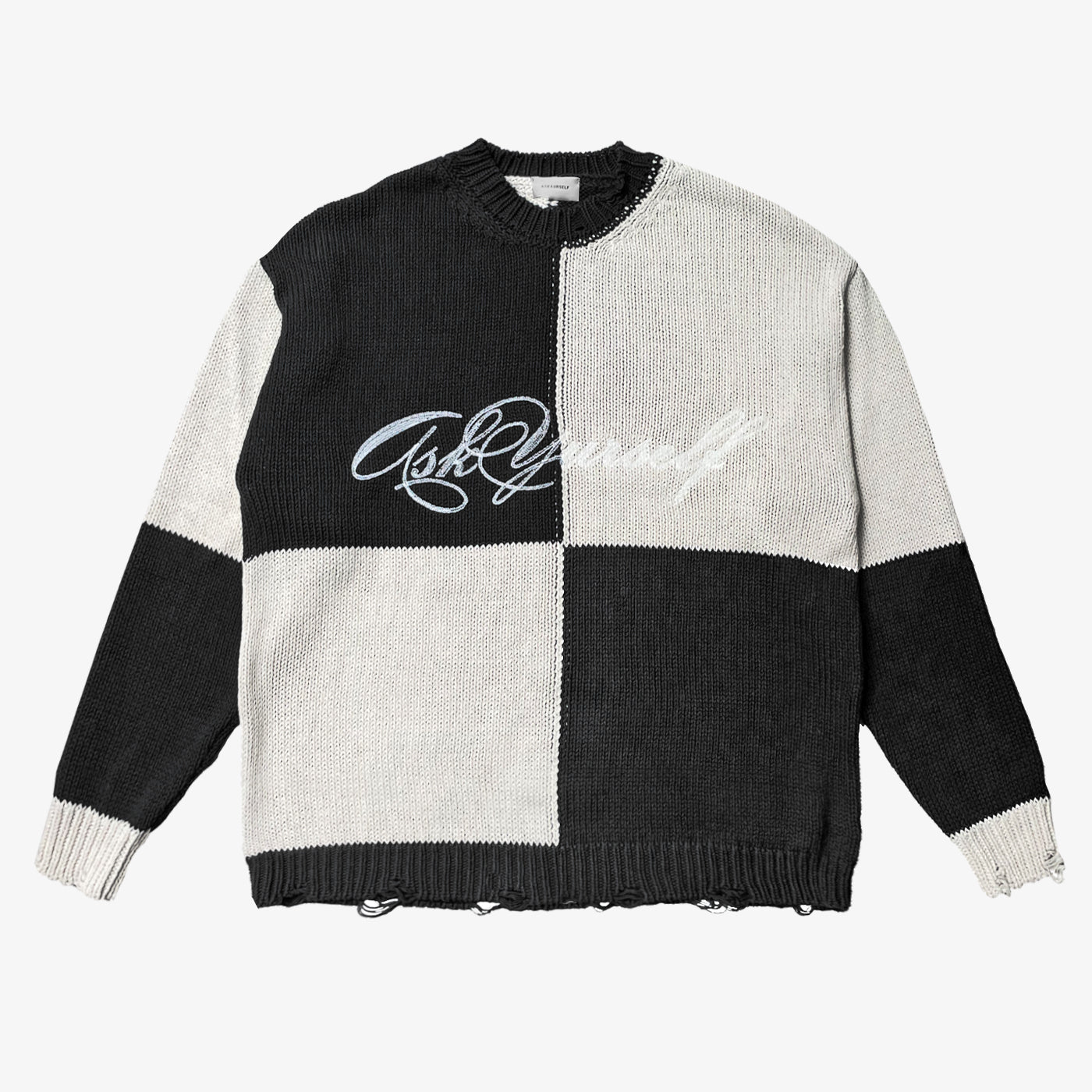 askyurself ⅽhunkyⅽlossknit ASKYURSELF-Checker-Merino-
